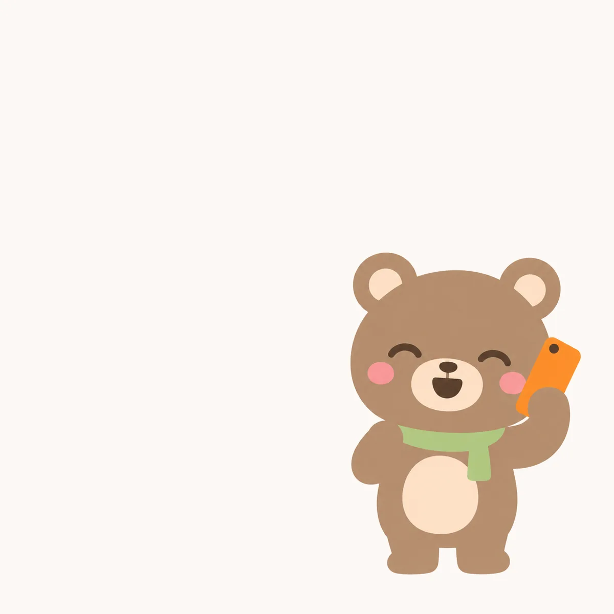 スマホを耳にあてて、目を細めて話している茶色のくまのイラスト
